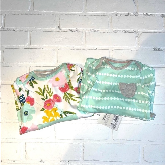 🍩nwt Oeko-Tex Two Pack Long Sleeve Onsies 12 Months - Picture 1 of 10